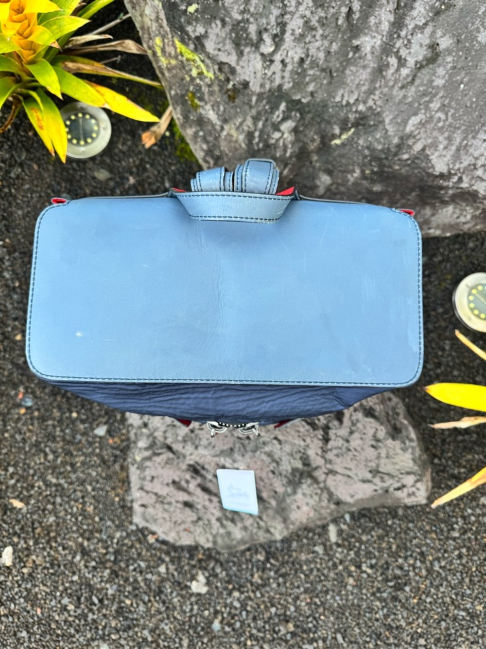 Christian Louboutin Apoloubi Blue Nylon & Leather Textured Backpack - Picture 16 of 16